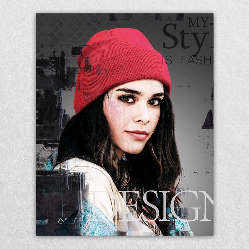 Custom Canvas Print with Words - Fashion Magazine Cover Female Design Portrait