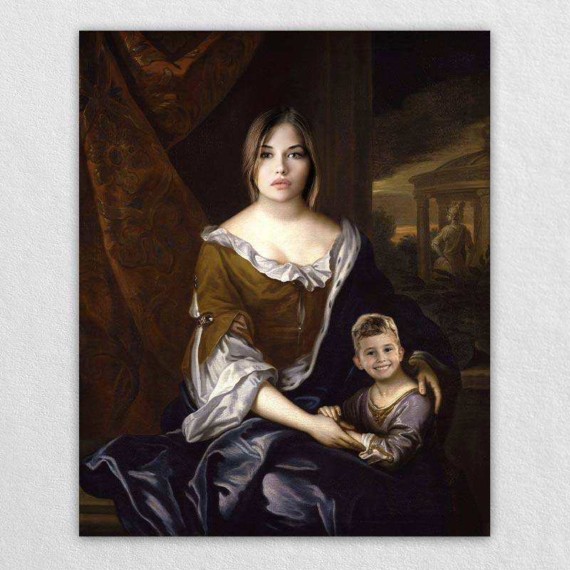 Renaissance Custom Mother and Child Portrait - Photo to Painting Online