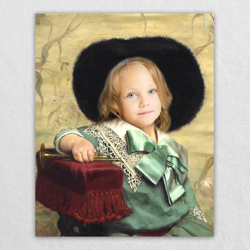 Personalised Wall Canvas - Historical Vintage Cute Girl Portrait