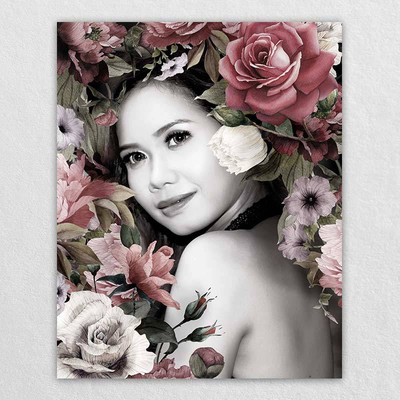 Large Floral Canvas Wall Art to Her | Omgportrait Custom Canvas Photo Prints