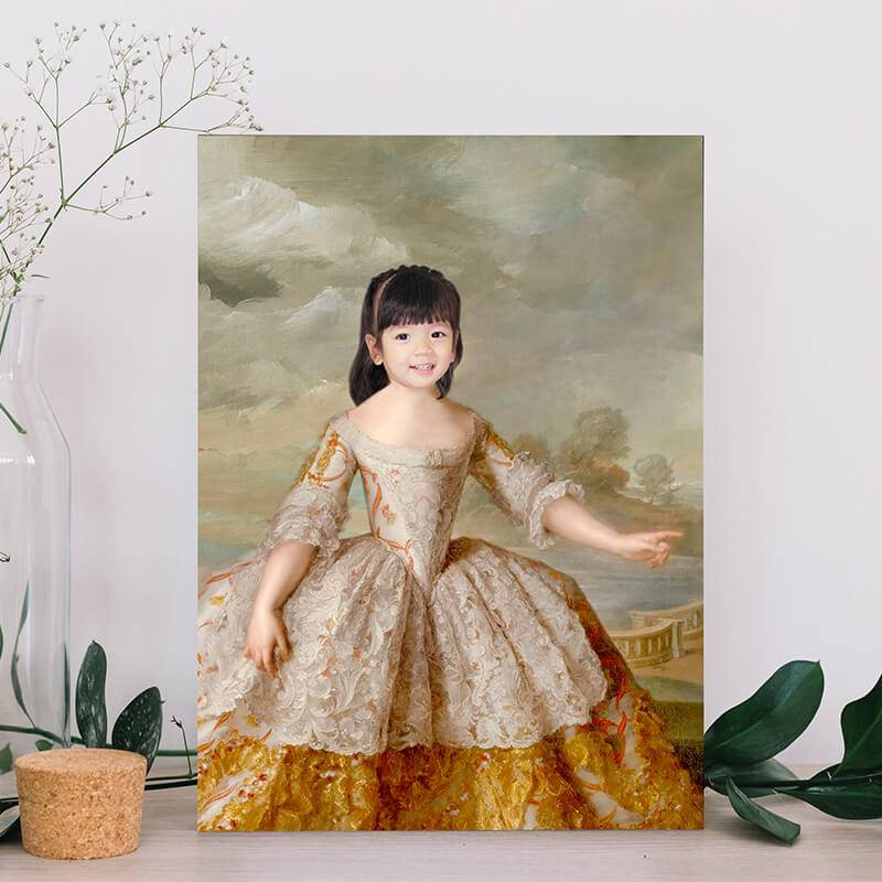 Renaissance Portrait of Princess in Lace Dress Custom Canvas Art