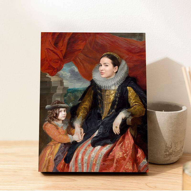 Renaissance portrait of mother and daughter together order photo canvas